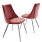ANAIS Set of Two Pink upholstered Velvet Dining Chairs with Tapered Chrome Legs