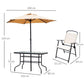 Beige 6 Seater Garden Set with Parasol & Table