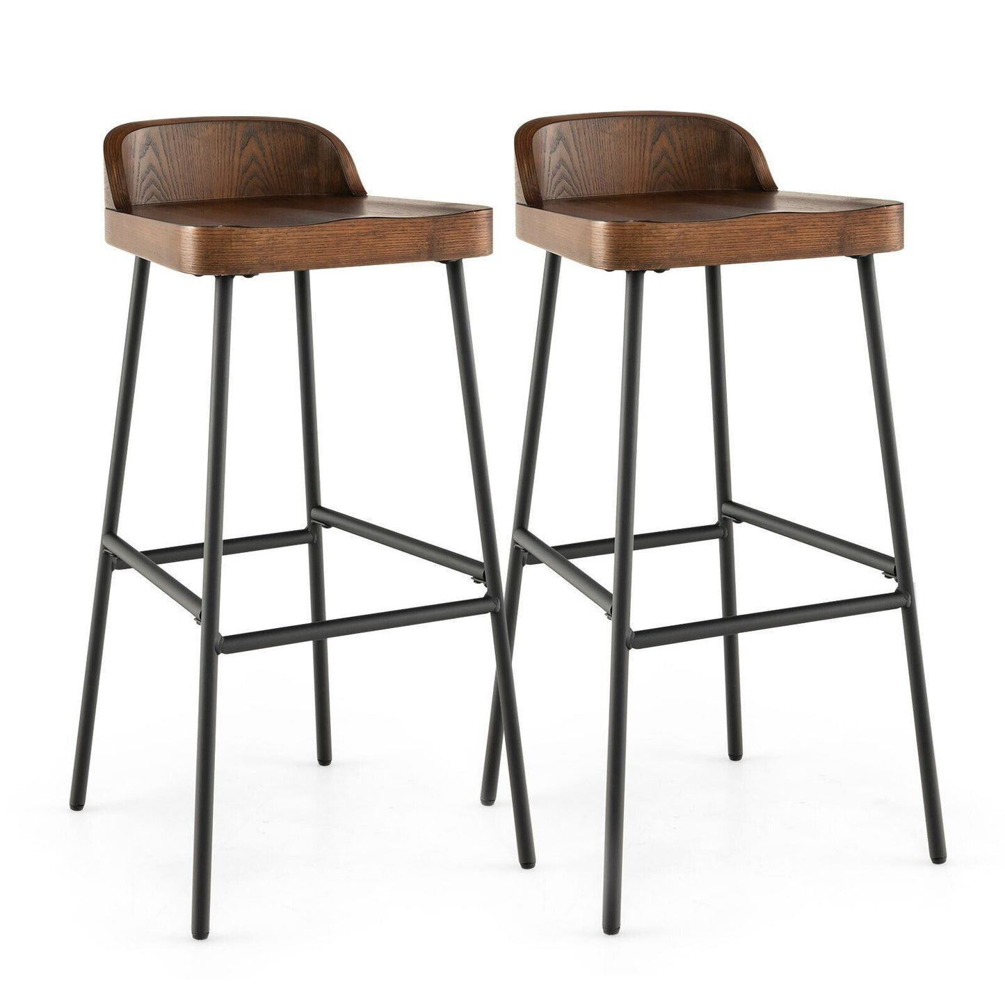 Set Of 2 Wooden Bar Stool