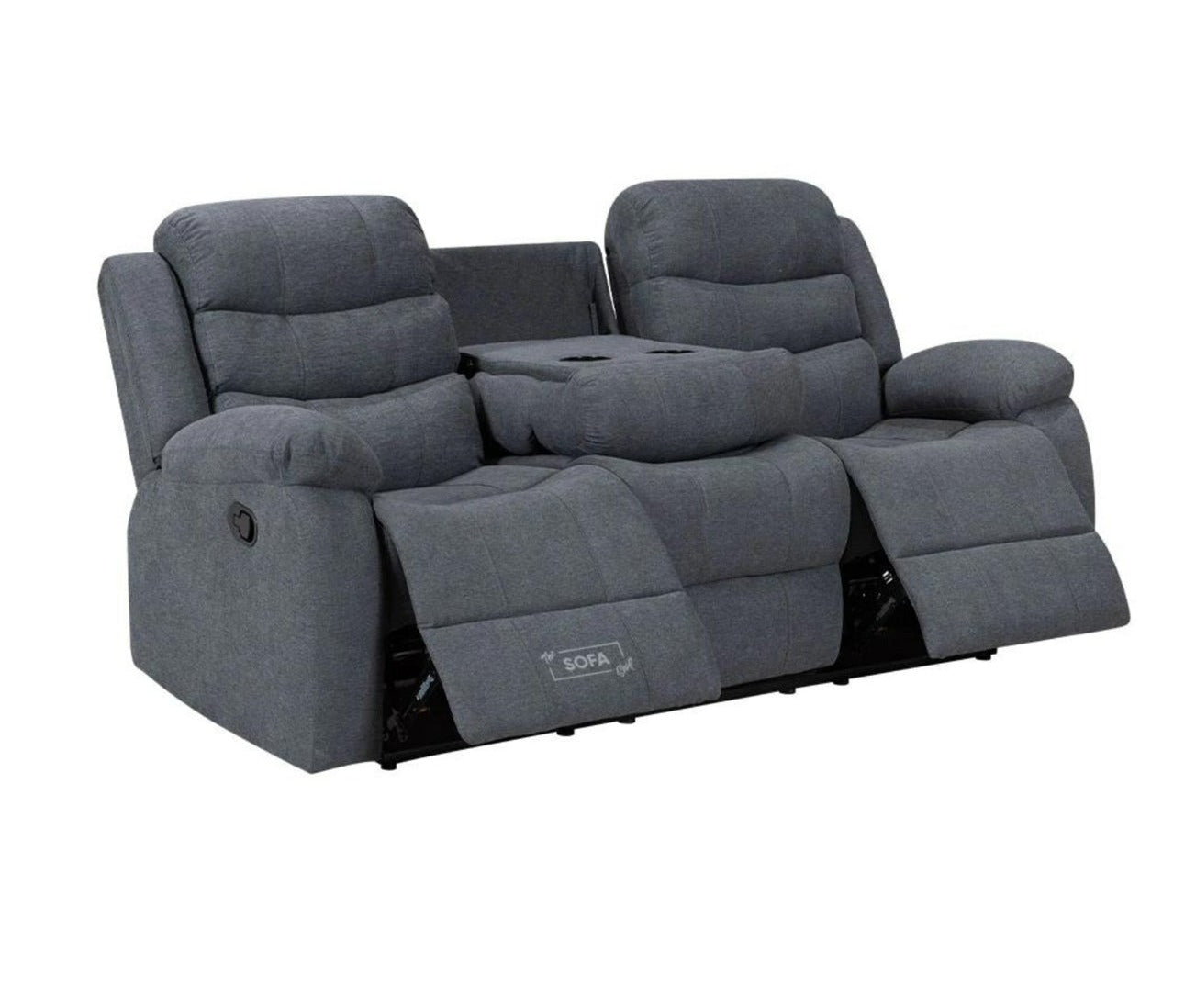 Fabric 3 Seater Recliner Sofa (Dark Grey)