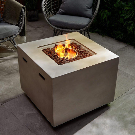 Grey Square Gas Fire Pit