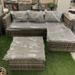 Grey Rattan Corner Sofa Set with Matching Extender Unit