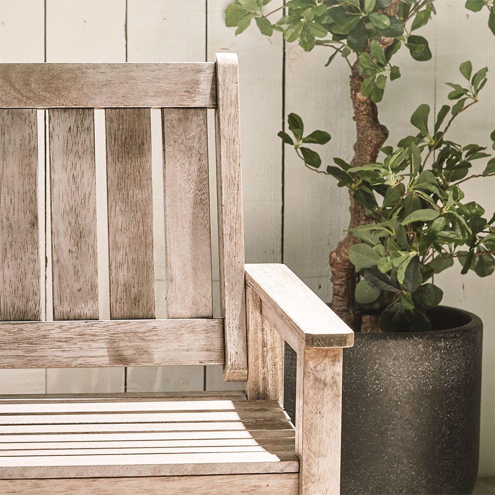 2 Seater Wooden Grey Garden Bench