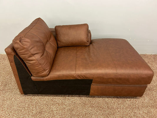 Brown Leather Part Sofa Chaise Lounger Ex Display