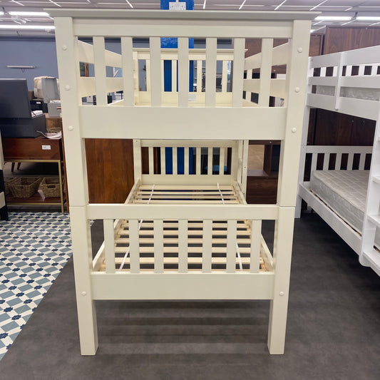 Cream Finish Solid Pine Wooden Bunk Bed Frame