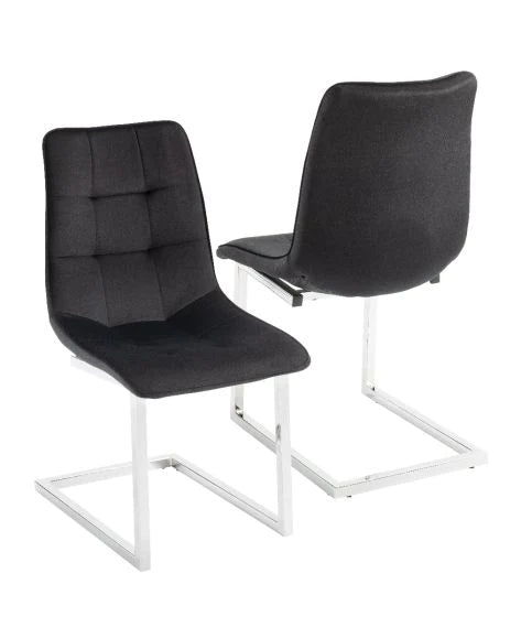 2 x Velvet Dining Chairs - Black