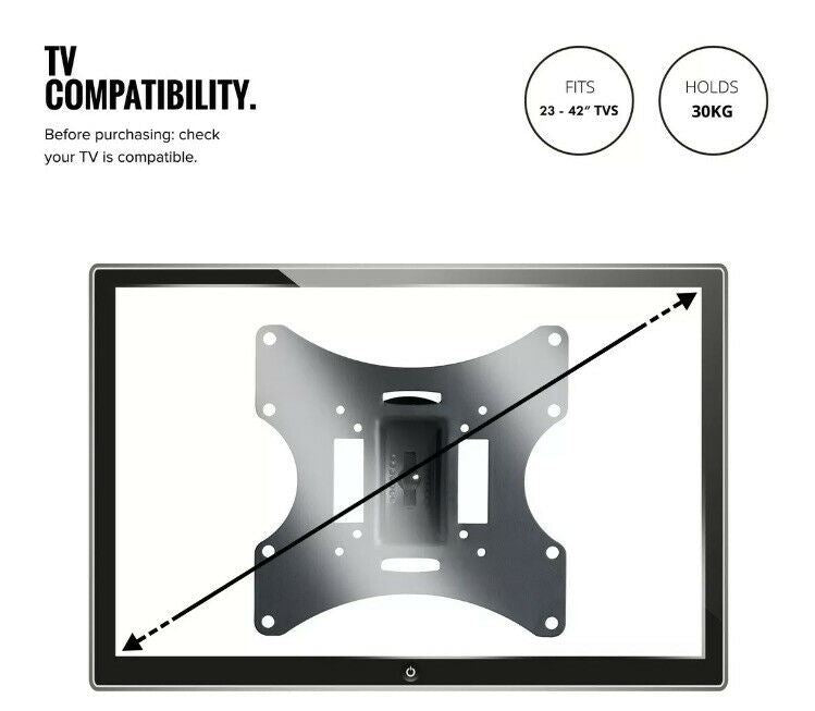 23-42 Inch TV Wall Bracket Mount - Tilt and Swivel with 30kg Capacity
