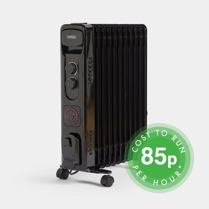 11 Fin 2500W Oil Filled Radiator Black Lowest Prices TS