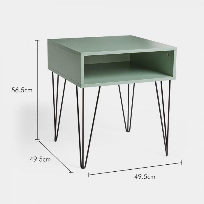 Jensen Pale Green Side Table with Hairpin Legs