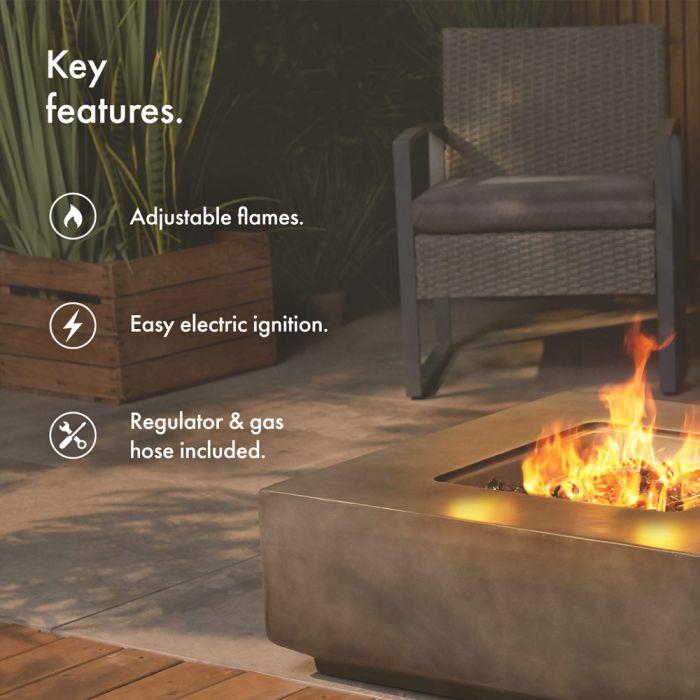 Dark Grey Square Gas Fire Pit