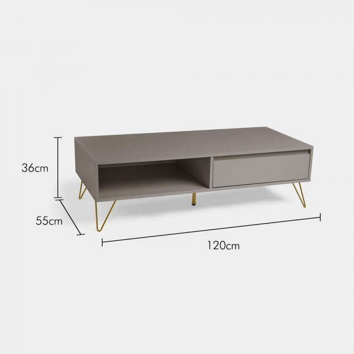 Jensen Grey & Gold Coffee Table with Hairpin Legs