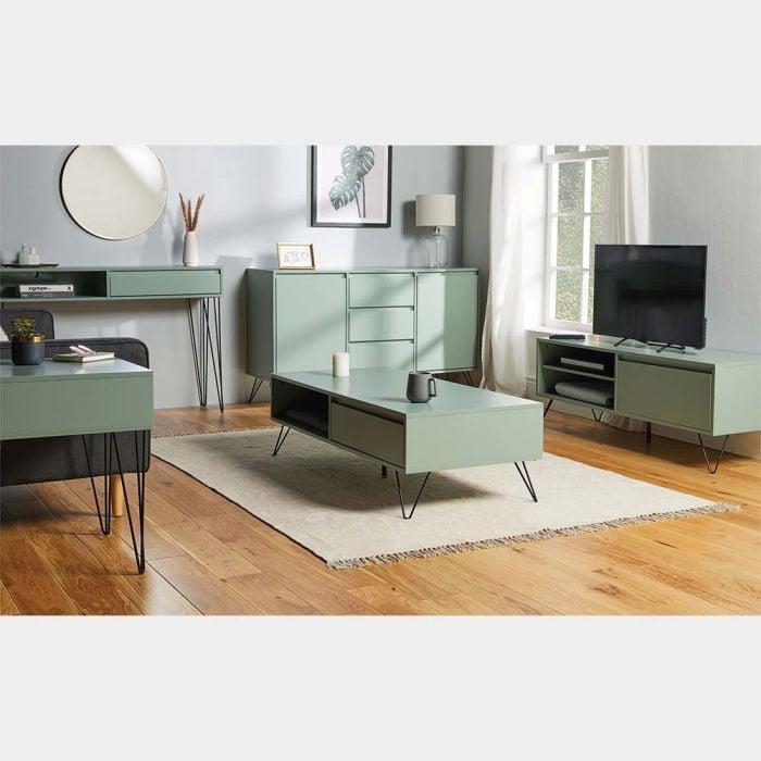 Jensen Pale Green Side Table with Hairpin Legs