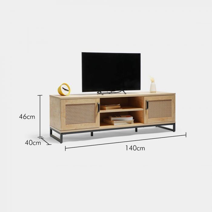 Rattan TV Unit Home Furniture Natural Wood Storage