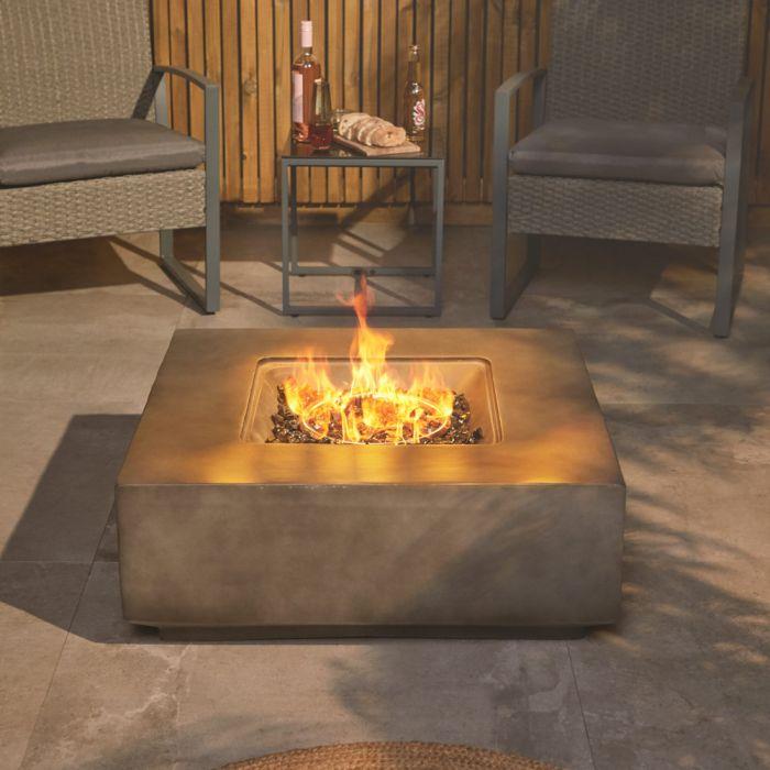 Dark Grey Square Gas Fire Pit