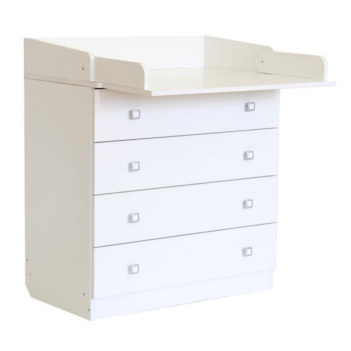 Baby 4 Drawer Unit 1580 With Changing Board and Storage - White