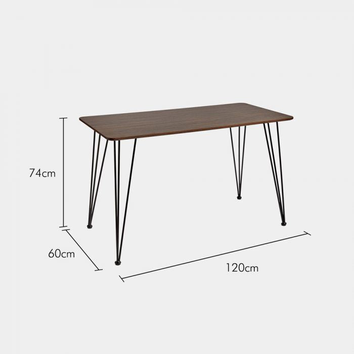 Dark Wood Effect 4 Seater Dining Table with Pin Legs