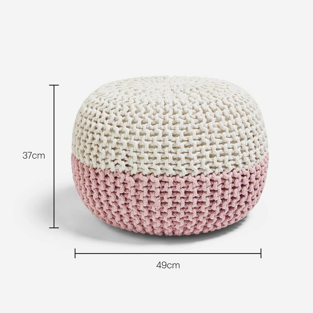 Ex Display Rose Smoke & Ivory Two-Tone Knitted Pouffe