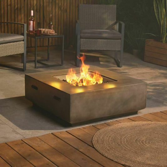 Dark Grey Square Gas Fire Pit